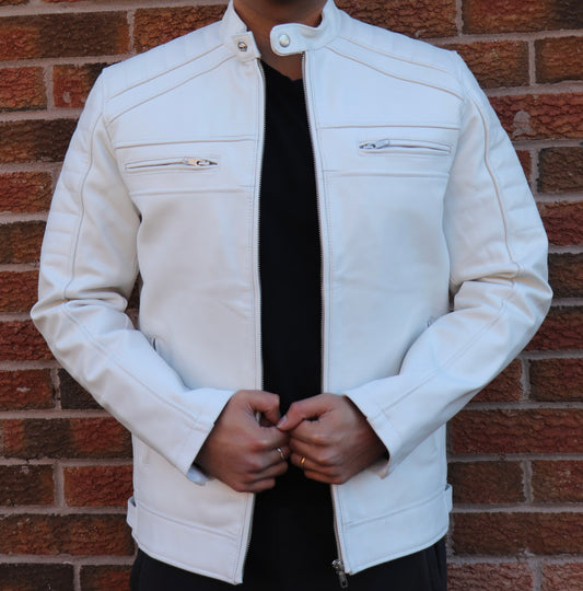 Premium White Leather Jacket